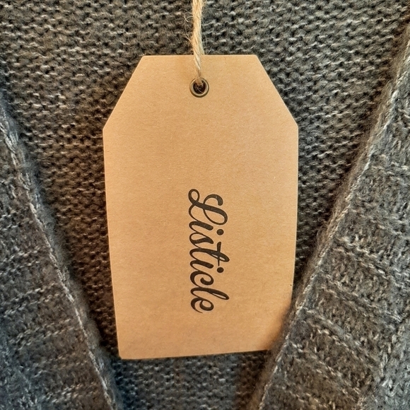 NWT Listicle Soft & Cozy Knit Wool Cardigan Grey Green Longline Oversized Boho - Picture 5 of 6